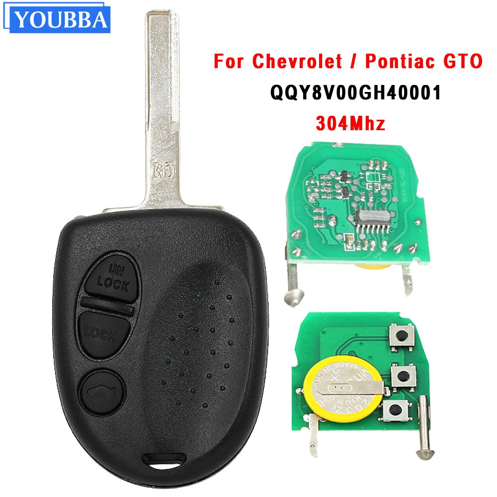 YOUBBA กุญแจรีโมท 304Mhz FCC ID: QQY8V00GH40001 สําหรับ Chevrolet Pontiac GTO 2004 -2006 สําหรับ Hol
