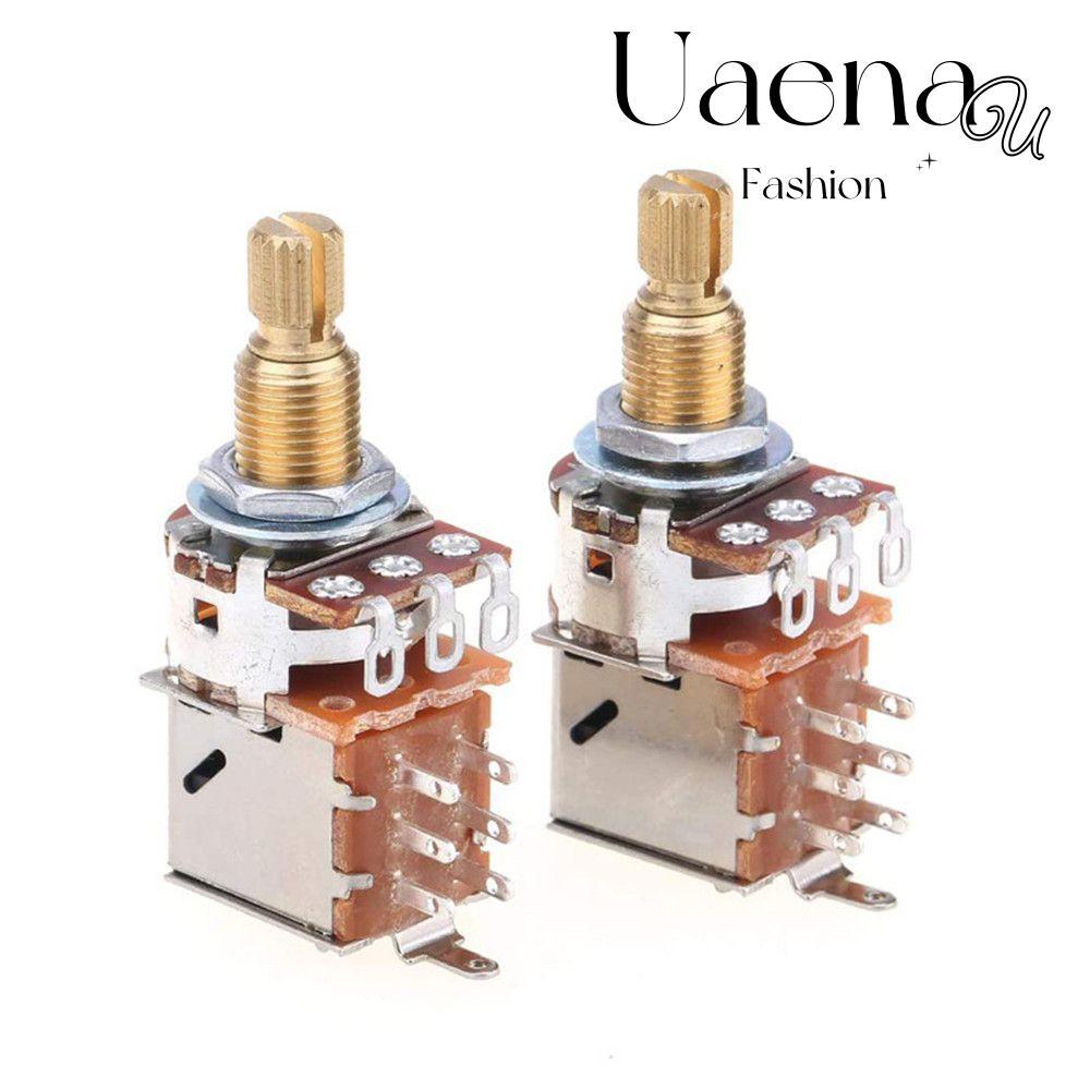 UAENAU กีตาร์ Potentiometer ยาวแยกเพลา DPDT พร้อม Solder Terminals Pull Switch