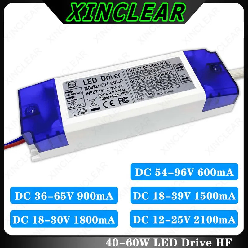 40W 45W 48W 50W 60W LED Driver DC54-96V 36-65V 18-39V 18-30V 600mA 900mA 1500mA 1800mA 2100mA หม้อแป