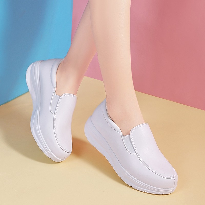 SA3 Kasut Jururawat Putih Nurse Slip Buckle Flat Shoes Nurse White Shoes