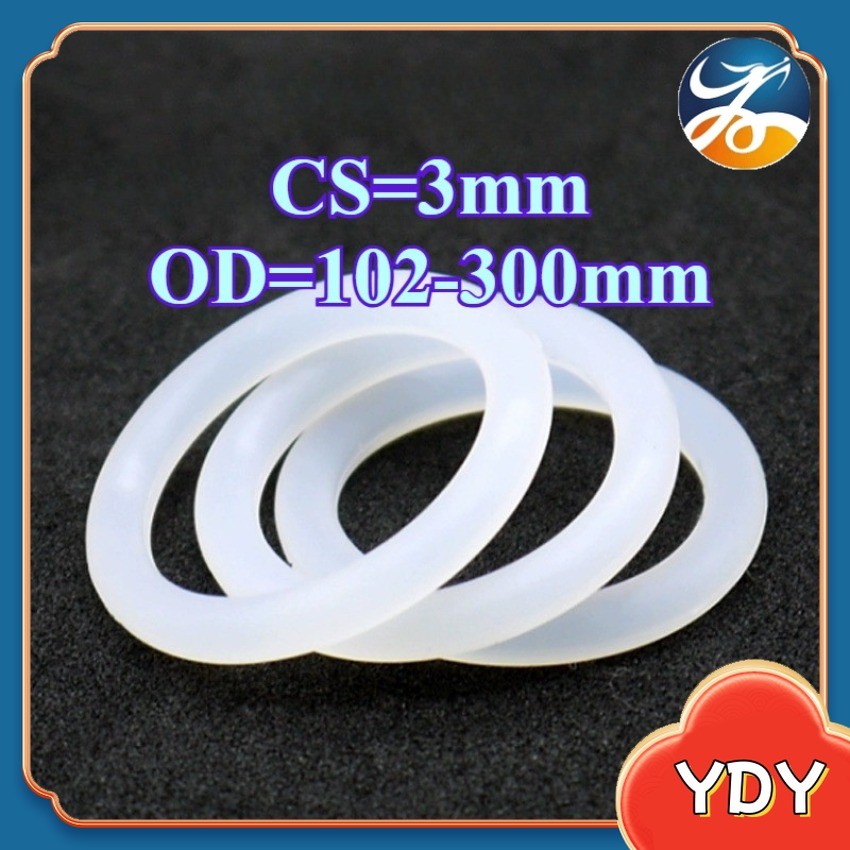 O-ring ประเก็น CS3mm * OD102-300mm O-ring แหวนซิลิโคนสีขาวซีลเกรดอาหารแหวนยางกันน้ําปะเก็นยืดหยุ่นCZ