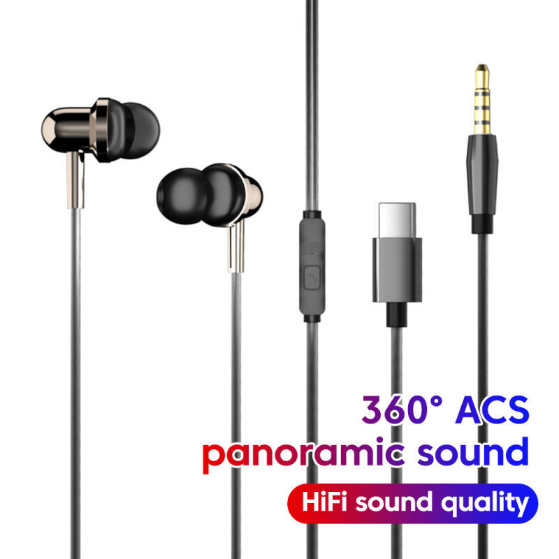 หูฟังอินเอียร์ Type-C 3.5mm หูฟังไฮไฟ แฮนด์ฟรี พร้อมไมโครโฟน ควบคุมสาย สําหรับ iP 16