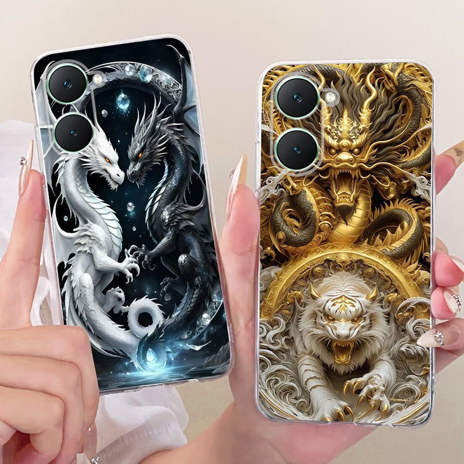 สําหรับ Vivo Y03 Y03T Y18 Y18e Y18i Y18T Y28S 5G ใหม่ Cool Tiger Dragon รูปแบบเคสโทรศัพท์ซิลิโคนนุ่ม TPU กรณี - รูปที่ 2