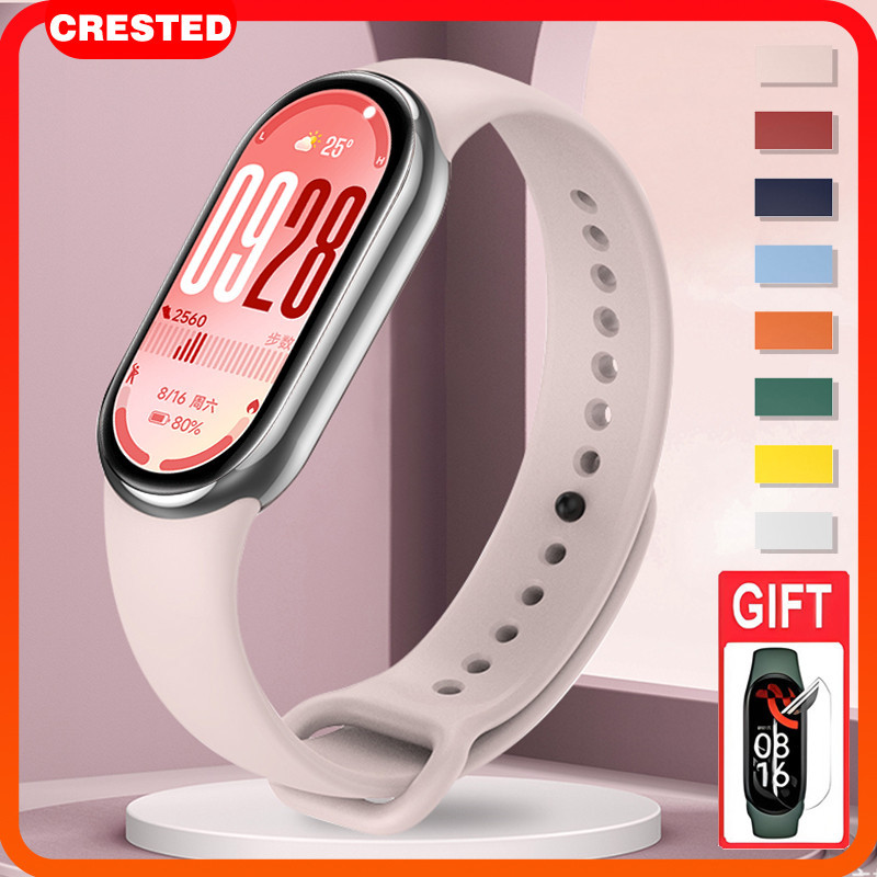 ไฮโดรเจล HD ฟิล์มนุ่ม + สายรัด for Smartwatch Mi Xiaomi Band 10 9 8 สายยางซิลิโคนฟิล์มป้องกันหน้าจอ for Miband 10 9 8