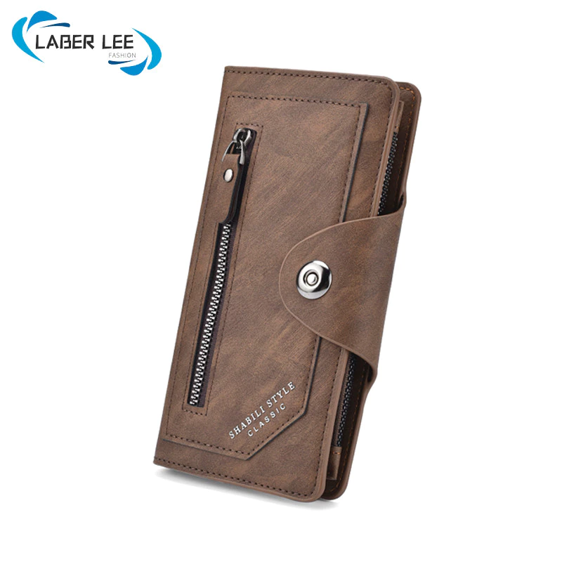 LABER LEE Mens Long Wallets Multi-function Business Clutch Bag Multi-card Large Capacity Mens Wallet Coin Pouch