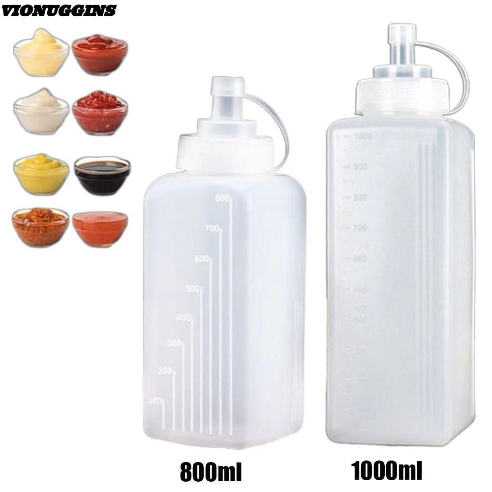VIONUGGINS 800/1000ml ขวดบีบซอส, PE อุปกรณ์ครัวขวดเครื่องปรุง, Leak-proof Dust-proof ขนมหวานซอสมะเขื