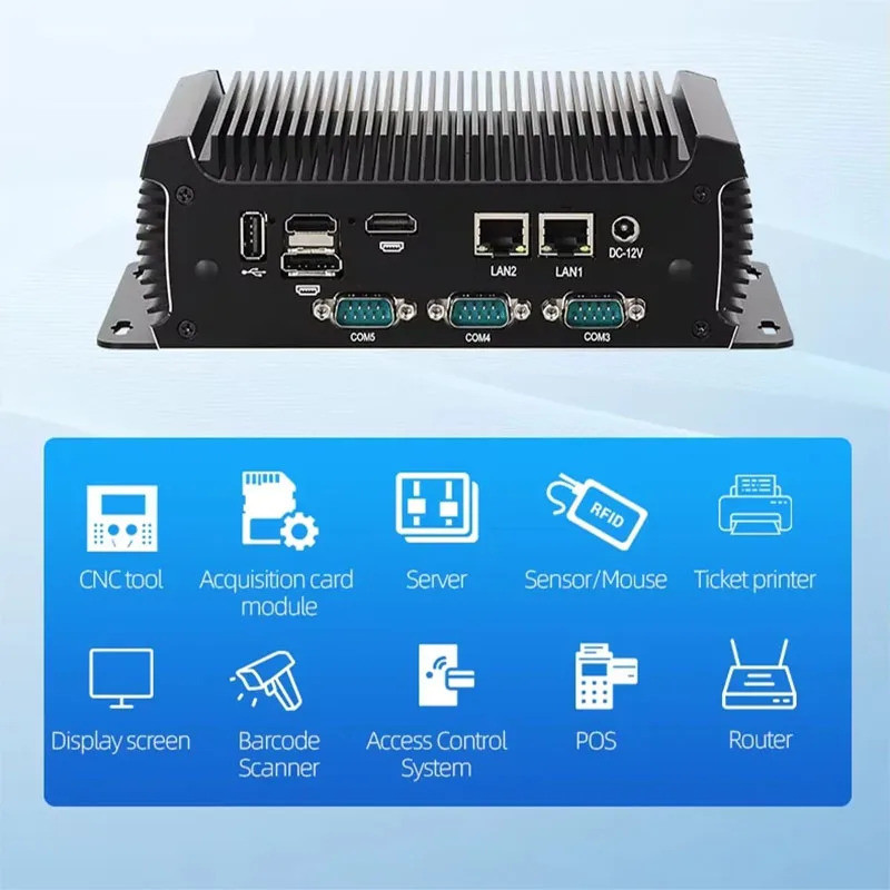 BEBEPC อุตสาหกรรม Mini PC พร้อม N97 รองรับ WiFi GPIO DDR4 M.2NVME คอมพิวเตอร์ขนาดกะทัดรัดพร้อม 6xRS2