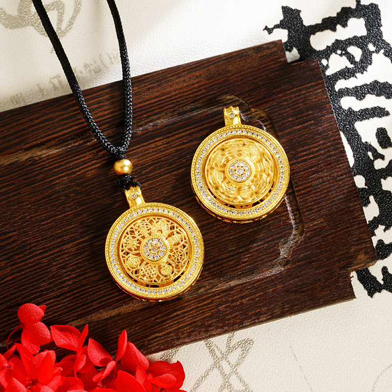 เข็มทิศสร้อยคอนำเข้าจาก Yiwu สไตล์จีน ตกแต่งด้วยเคลือบทอง สวยงามและพรีเมียม pp10 3934