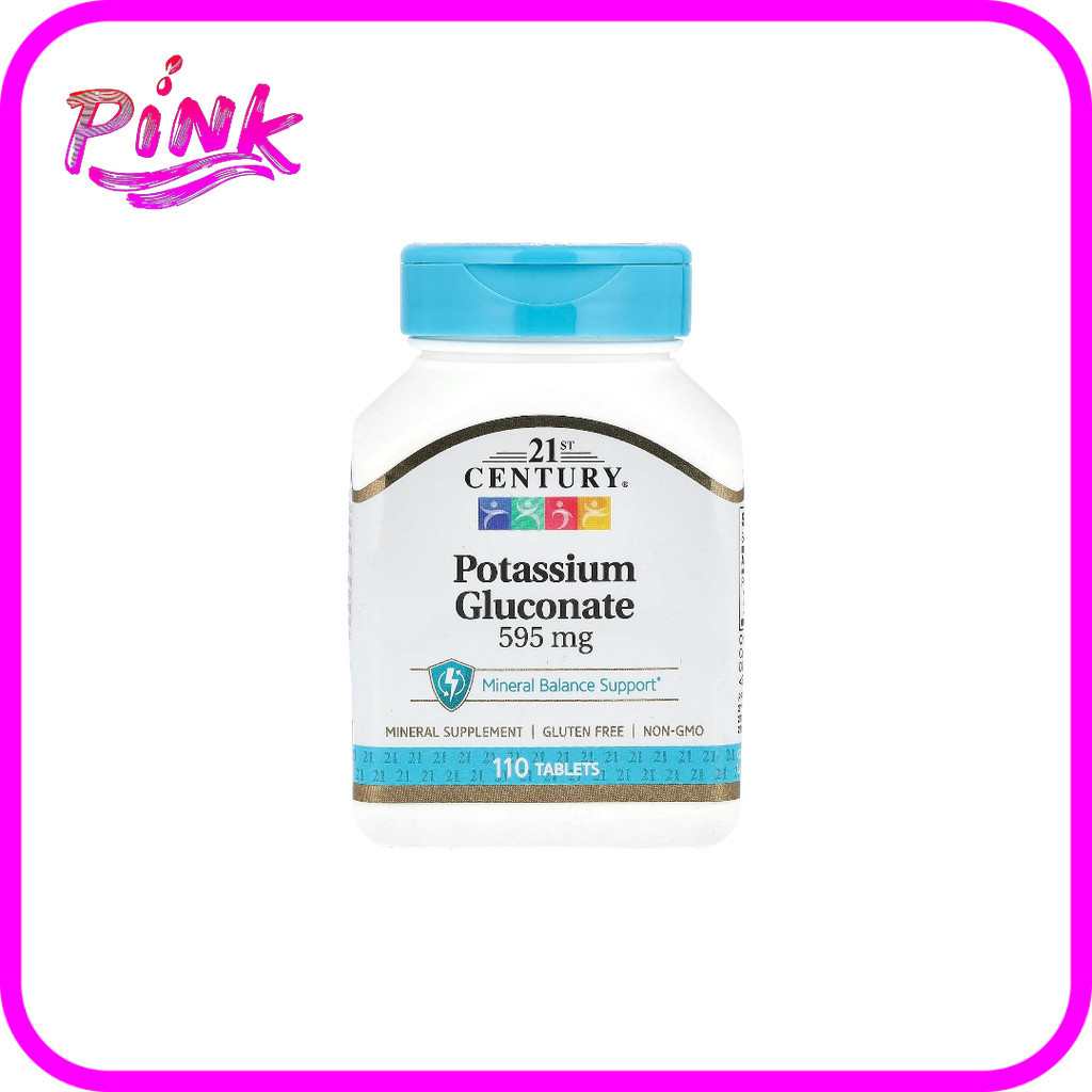 📢พร้อมส่ง 🔔  21st Century Potassium Gluconate, 595 mg, 110 Tablets