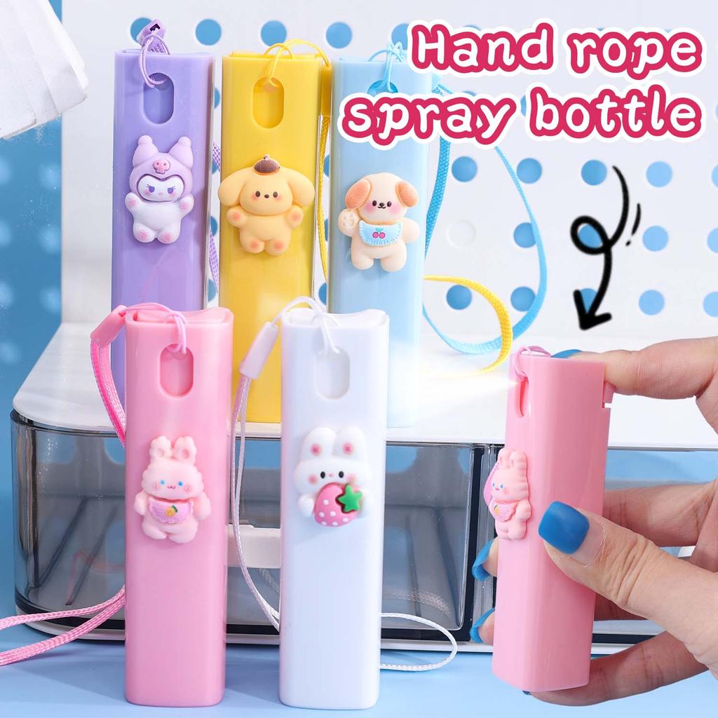 1/5 ชุด - ขวดสเปรย์พกพาการ์ตูน 10 มล. พร้อมเชือกมือ, เครื่องจ่ายน้ําหอมขนาดเล็กสําหรับยากันยุง, การออกแบบ 3 มิติน่ารักแบบกด