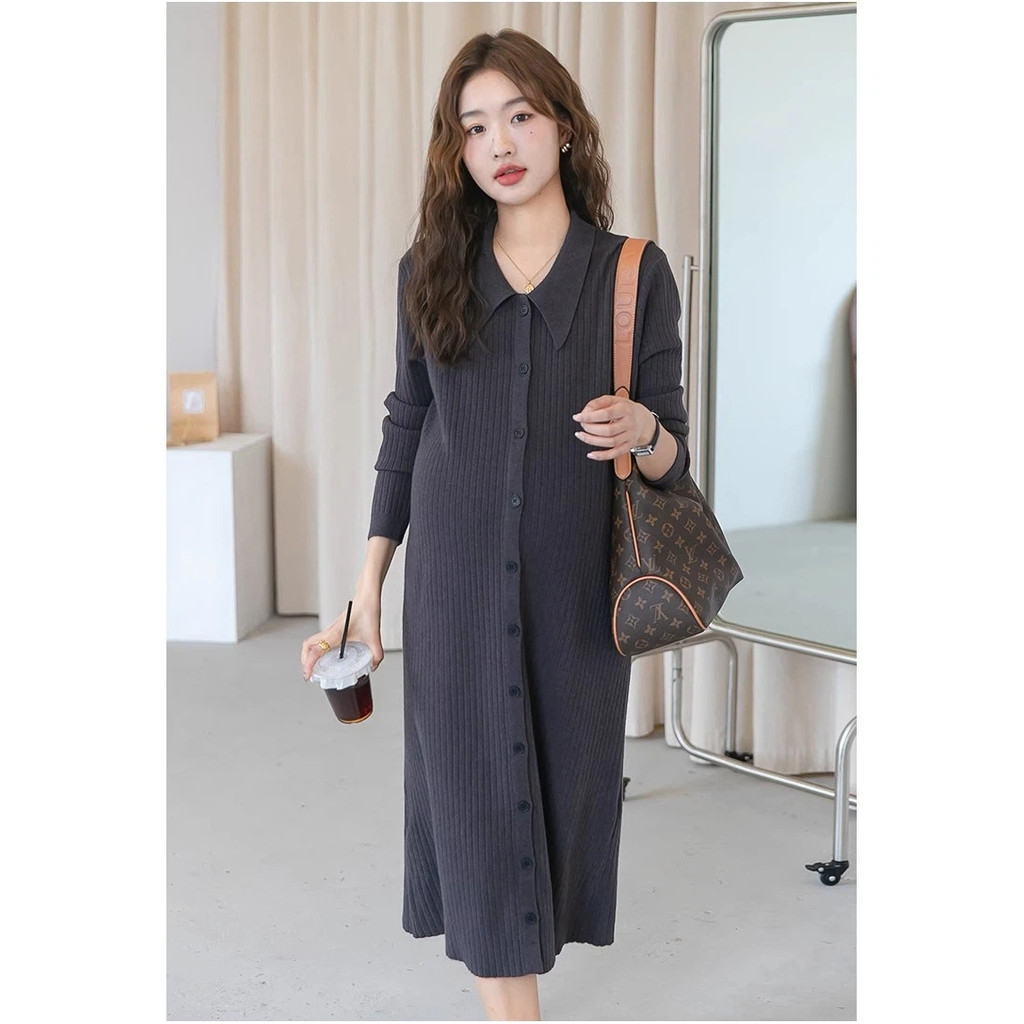 ชุดคลุมท้องสไตล์ฝรั่งเศส แบบถักคอตุ๊กตา สำหรับแม่ท้องและสวมใส่ง่าย - รูปที่ 3