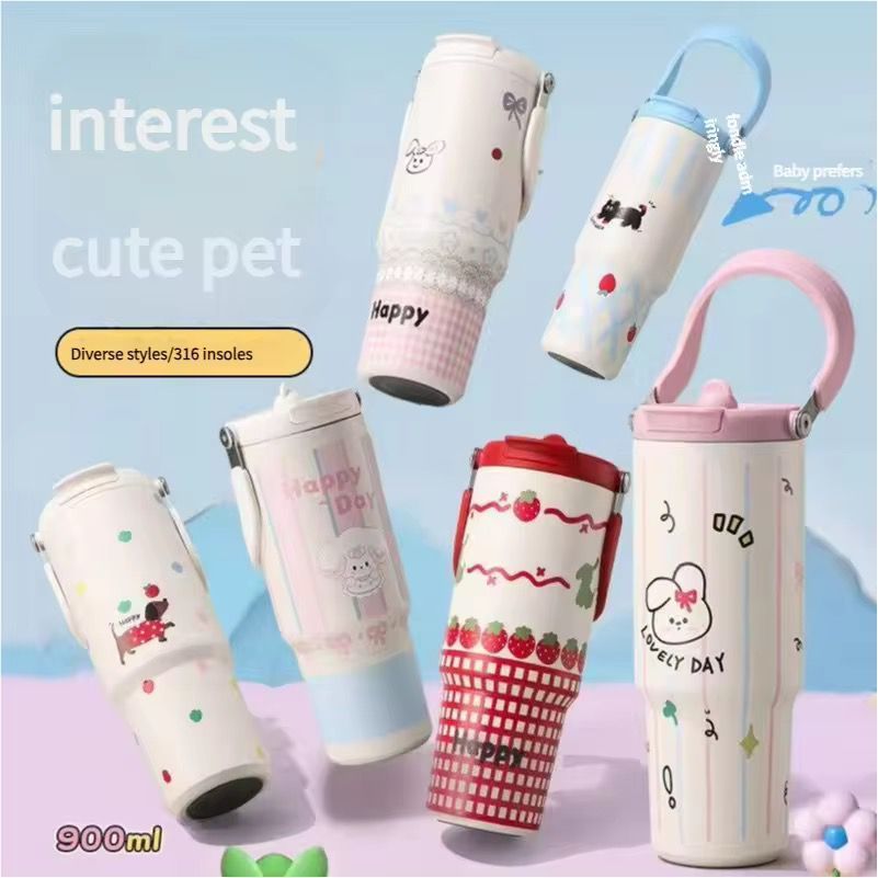 MAJAPUR NAMACI Tumbler Stainless Handle Happy Animal 900ml SUS316 / แก้วน้ําสแตนเลส SUS316 / แก้วน้ํ