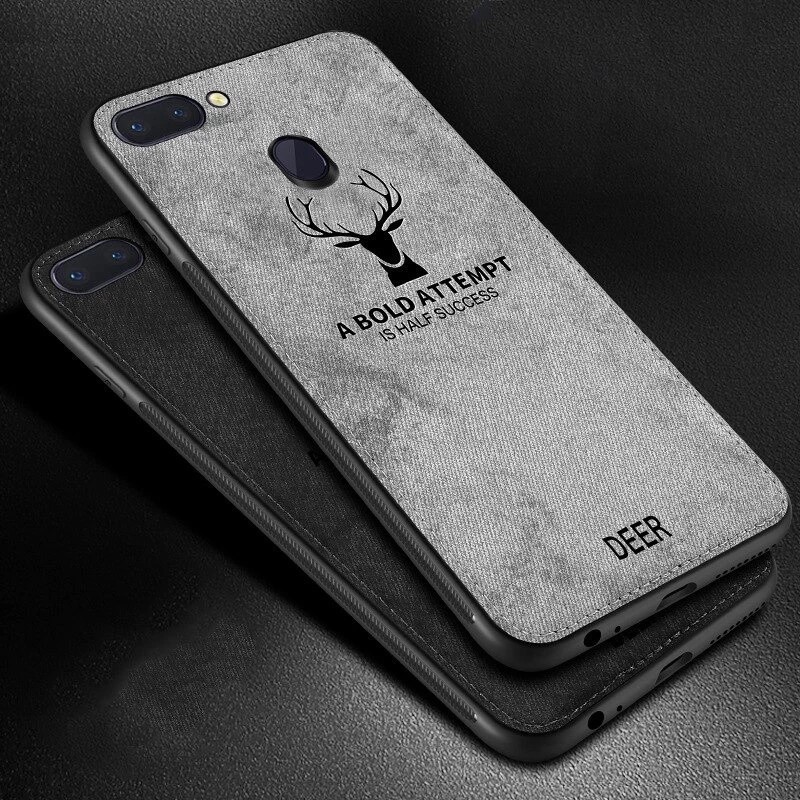 เคส Oppo F9/F9 Pro/A5s/A7/A7X/A12/A11K/Realme 2 Pro, Softcase Deer Cloth Jeans Canvas Back Cover