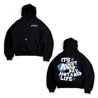 🐳【boxy hoodie】 เสื้อฮู้ดทรงหลวมโอเวอร์ไซส์ Life is Not Bad ย…