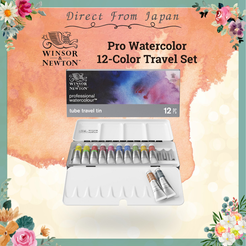 Winsor & Newton Travel Watercolor Set – 12 Professional Colors, 5ml