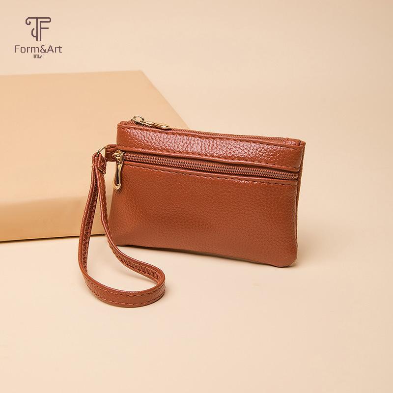 Form & Art Mini กระเป๋าสตางค์ PU สำหรับผู้หญิง พร้อมซิปรูปแบบคลัทช์ และกระเป๋าเหรียญ