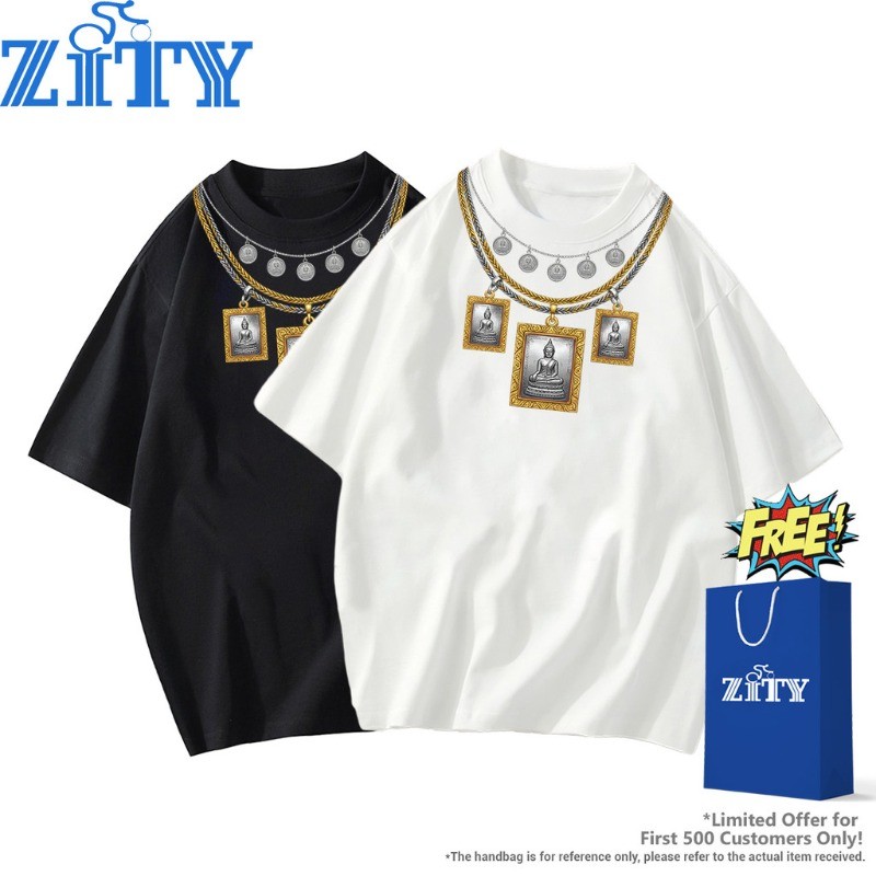 ZITY 🎽 T-Shirt เสื้อยืดผ้าคอตตอน 100% Oversize คอกลม Unisex ลาย Buddha amulets สุดยอดไซส์ P2