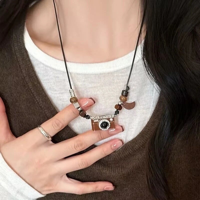 Top.street สร้อยคอ สไตล์เกาหลี Camera 📷 จี้/สร้อยเงิน สีเงิน วินเทจ style ผู้ชายและผู้หญิง🎁 - รูปที่ 3