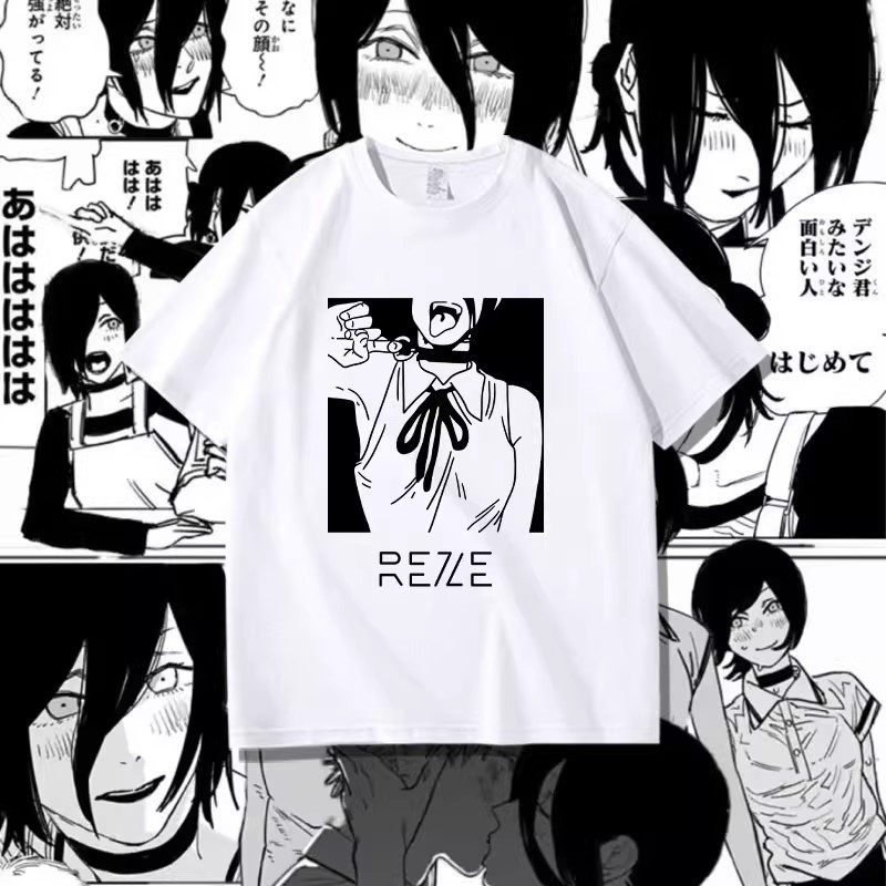 เสื้อยืดแขนสั้นแบบยูนิเซ็กซ์ สำหรับแฟนอนิเมะ Chainsaw Man Reze Arc ไซส์ S ถึง 5XL