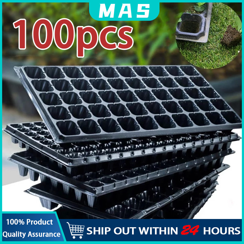 MAS 100PCS ถาดเพาะกล้า ถาดเพาะผัก ถาดปลูกต้นไม้ ถาดเพาะต้นกล้า ถาดพลาสติก ถาดป้องกันราก ขนาด 21/32/50/72/105/128/200หลุม