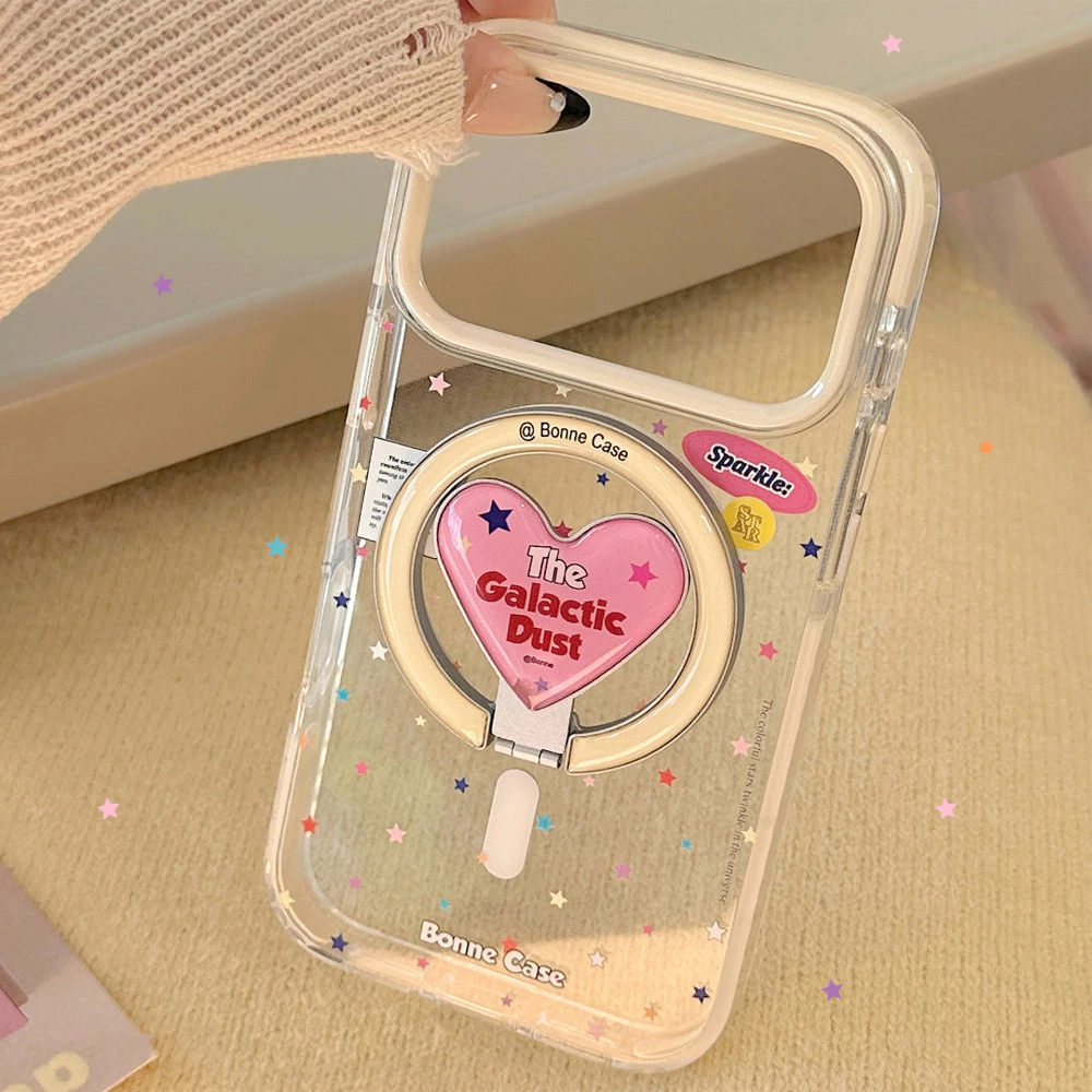 Ins Graffiti Stars ตัวอักษรภาษาอังกฤษ Love Heart แม่เหล็กพับได้ผู้ถือกรณี iPhone สําหรับ iPhone 17 Pro Max 17 Pro 17 16 15 14 13 12 11 Anti Drop Soft Tpu ฝาหลัง