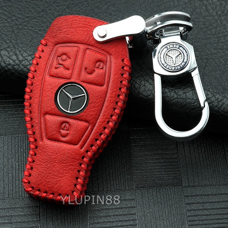 ReadyStockปลอกกุญแจหนังแท้สําหรับพวงกุญแจรถ Benz Keycase
