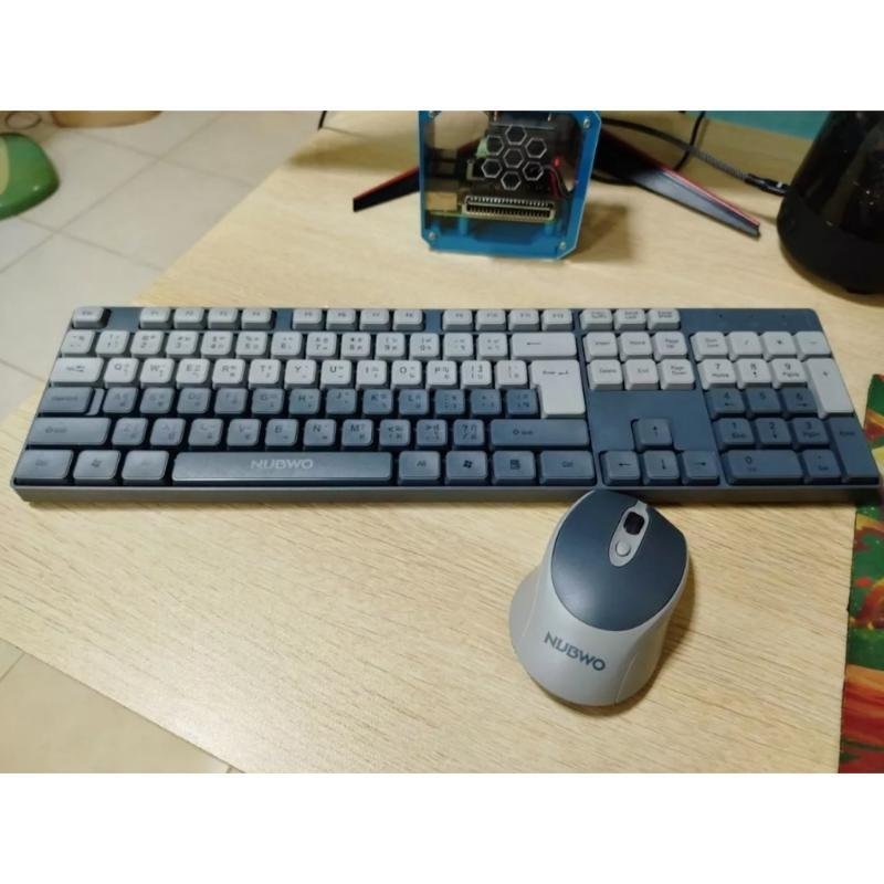 NUBWO NKM640 คีย์บอร์ด + เมาส์ไร้สายเสียงเงียบ ฟรีซิลิโคนกันฝุ่น  KEYBOARD + MOUSE WIRELESS 2.4G Sil