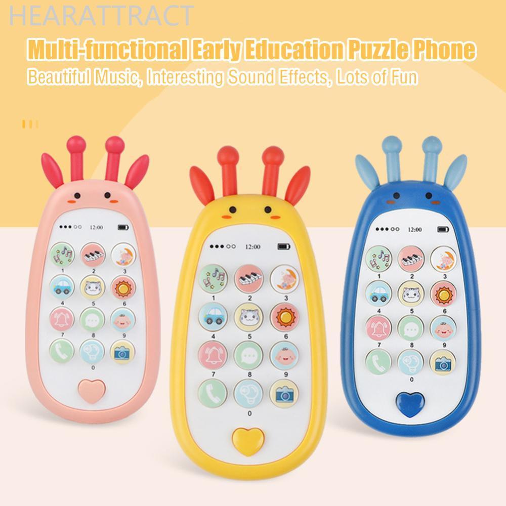 HEARATTRACT เด็กโทรศัพท์ของเล่นเพลงเสียงโทรศัพท์ Sleeping ของเล่นยางกัดจําลองโทรศัพท์เด็กทารก Early 
