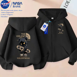 NASA Kids Cool Bear Print Zip Hoodie Long Sleeve Street Styl…