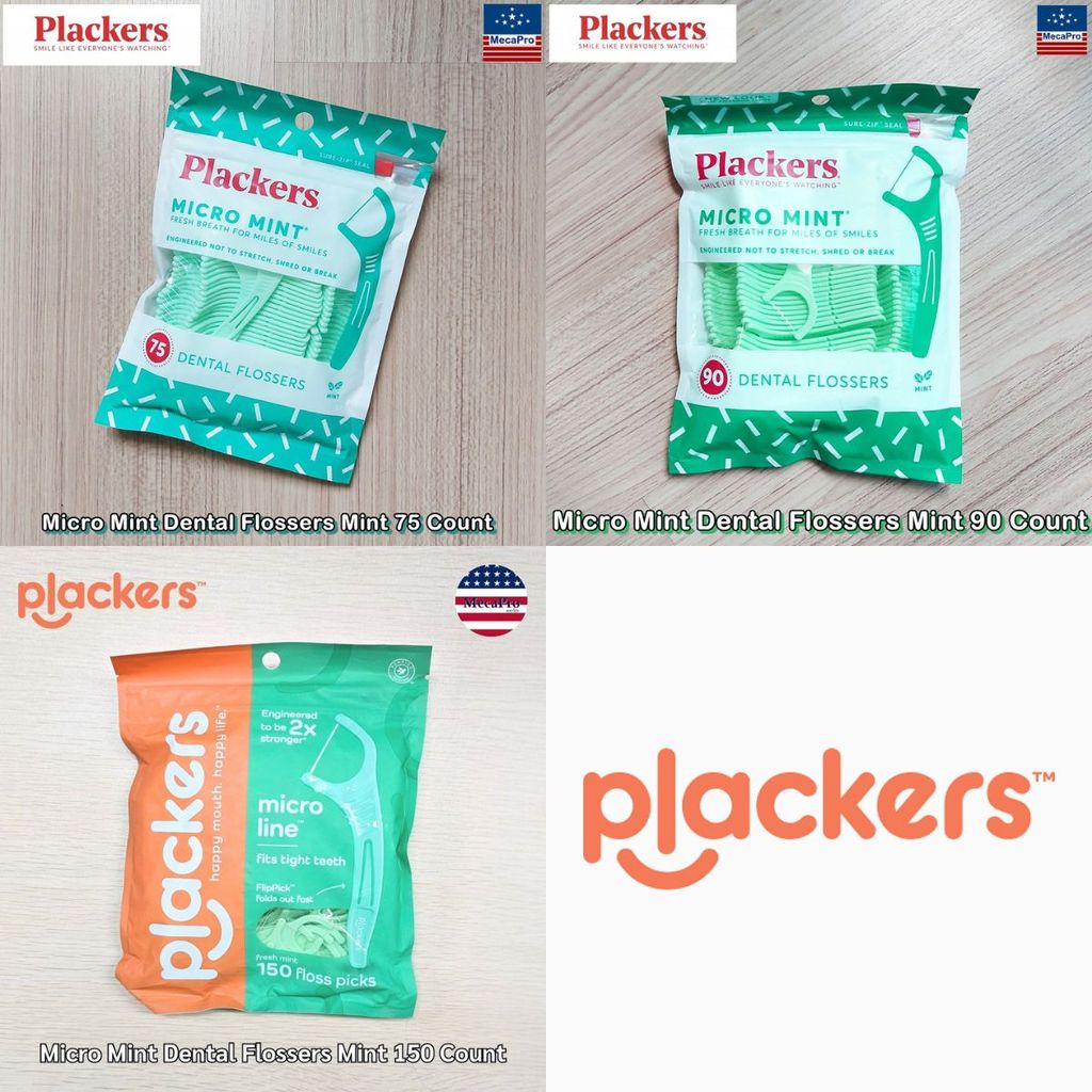 Plackers® Micro Mint Dental Flossers Mint 75 or 90 or 150 Count ไหมขัดฟัน รสมิ้นต์
