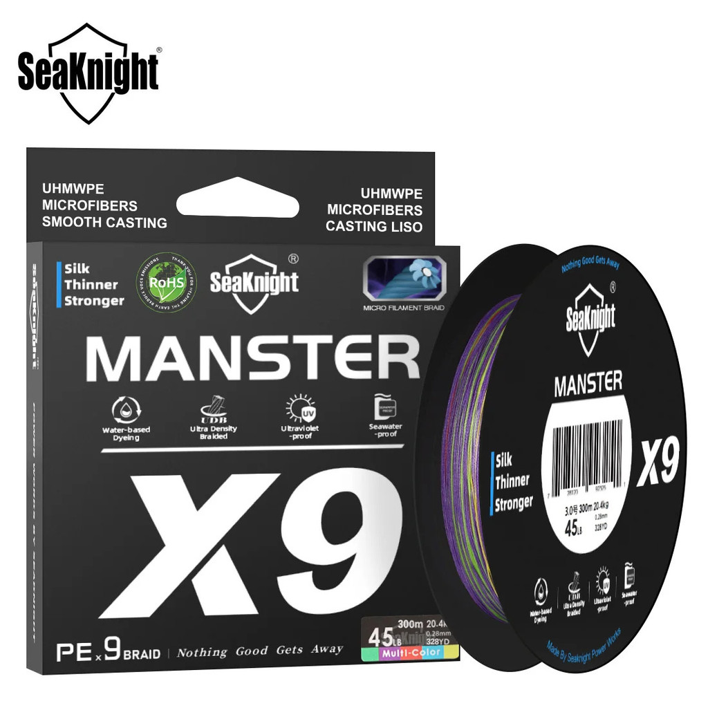 Seaknight X9 Series สายตกปลา 500/300/150m, Seawater-proof Uv-proof Si+ เคลือบ, 9 สาน Smooth Multifil