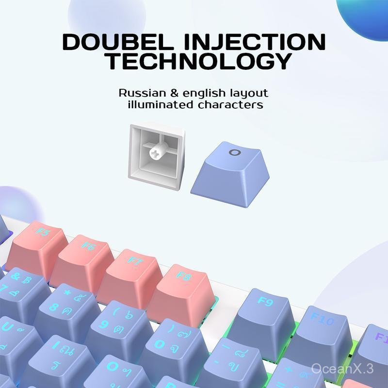 FURYCUBE G87 คีย์บอร์ดแบบมีสาย 87 คีย์ ปิดเสียง Gasket Mechanical Keyboard สาย Type-c to USB Rainbow