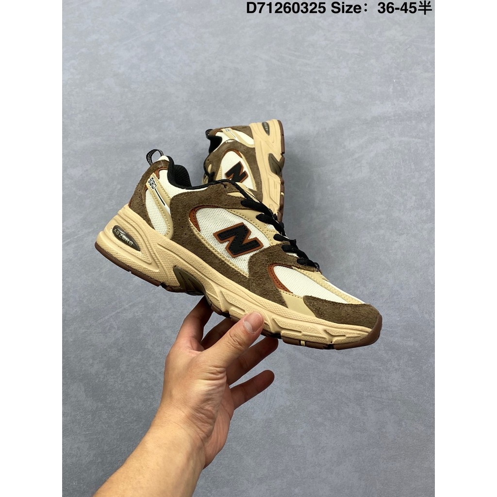 N-Shaped MR530 Retro Daddy Shoes รองเท้าผ้าใบตาข่ายระบายอากาศหนังไฟเบอร์คุณภาพสูง ABZORB Cushioning 