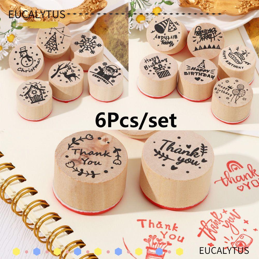 EUCALYTUSTH 6 ชิ้น/เซ็ต Blessing Greeting Words เครื่องเขียน Art Craft ขอบคุณ Happy Birthday ภาพวาดอ