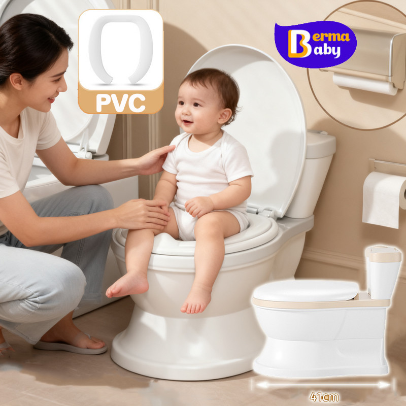 Berma Baby ชักโครกเคลื่อนที่สำหรับเด็ก พร้อมดนตรี สำหรับฝึกขับถ่าย กระโถนจำลองชักโครก