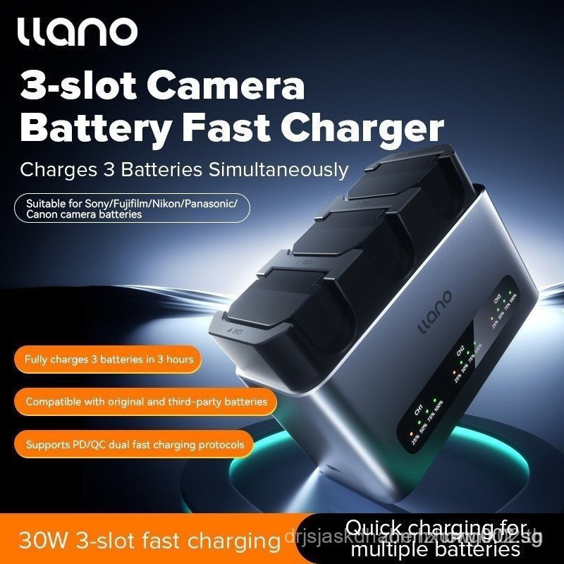 ⭐⭐LLANO แบตเตอรี่กล้อง Fast กล่องชาร์จ 3 ช่องสําหรับ NP-FZ100 NP-FW50 LP-E17 LP-E6NH NP-W235 NP-W126