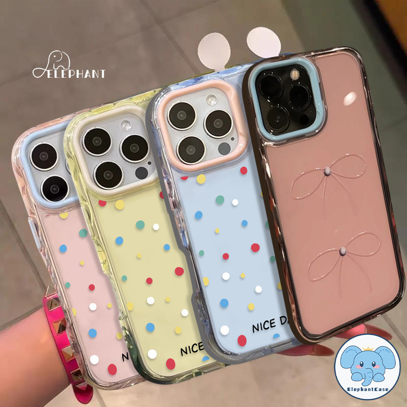 เคสไอโฟน15 17 16E สำหรับIPhone 13 14 12 16 15 11 Pro Max 14 16 15 Plus ชีวิตชีวาโบว์ dopamine สีจุดเจลลี่เนื้อสัมผัสหนัง