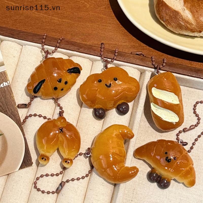 SSVN น่ารักขนมปังพลาสติก Bagel พวงกุญแจน่ารักการ์ตูนจําลองอัลคาไลน์น้ําขนมปังจี้กระเป๋าแฟชั่นแขวนตกแ