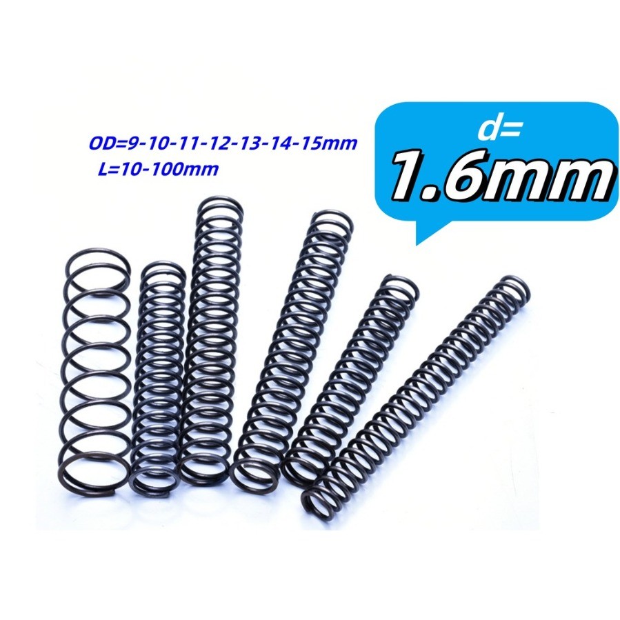 สปริงบีบอัด สปริงคืน สปริง 65Mn สปริงเหล็ก สปริงอัด d6mm*OD9-15mm*L10-100mm999-MB