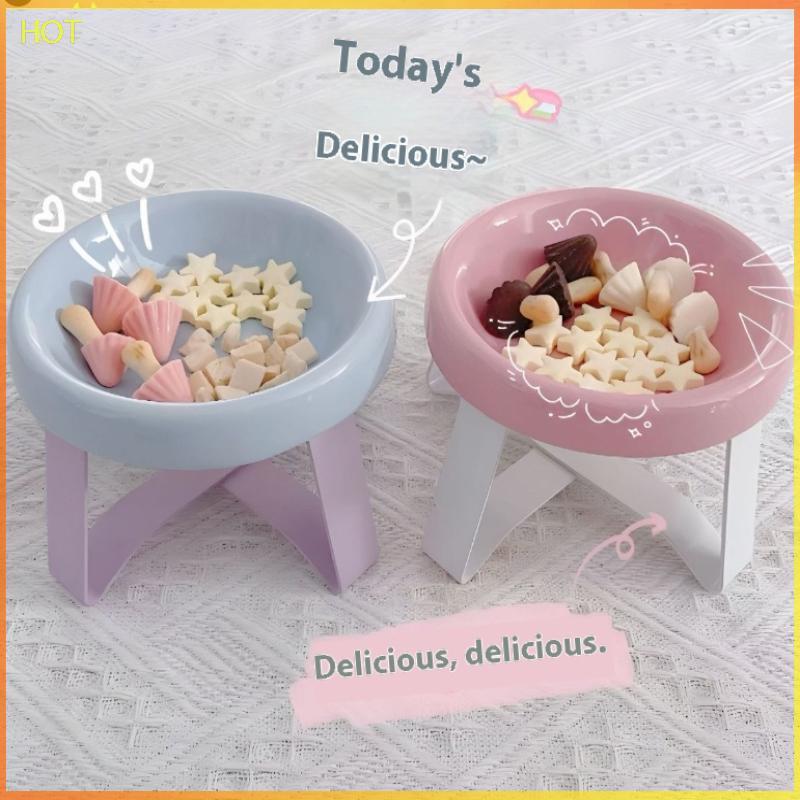 Technicolorsuper ชามสัตว์เลี้ยงป้องกันกระดูกสันหลังคอชามแมวพร้อมขาตั้งอุปกรณ์สัตว์เลี้ยง TSR