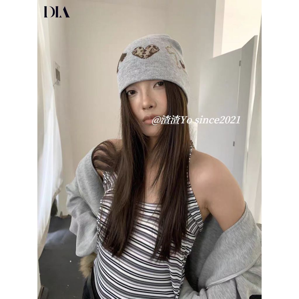 หมวกถักสไตล์เกาหลีย้อนยุค พิมพ์ลายเสือดาวและหัวใจ สำหรับใส่กลางแจ้ง - รูปที่ 3