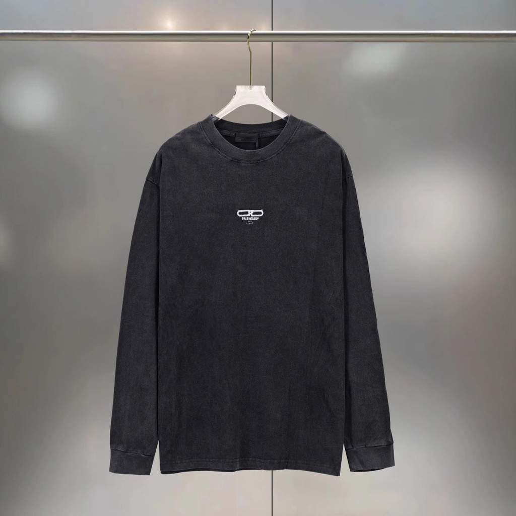 9T6E BLCG 25SS New Double B Checkered Embroidered Crew Neck Sweatshirt Unisex Loose Fit Casual