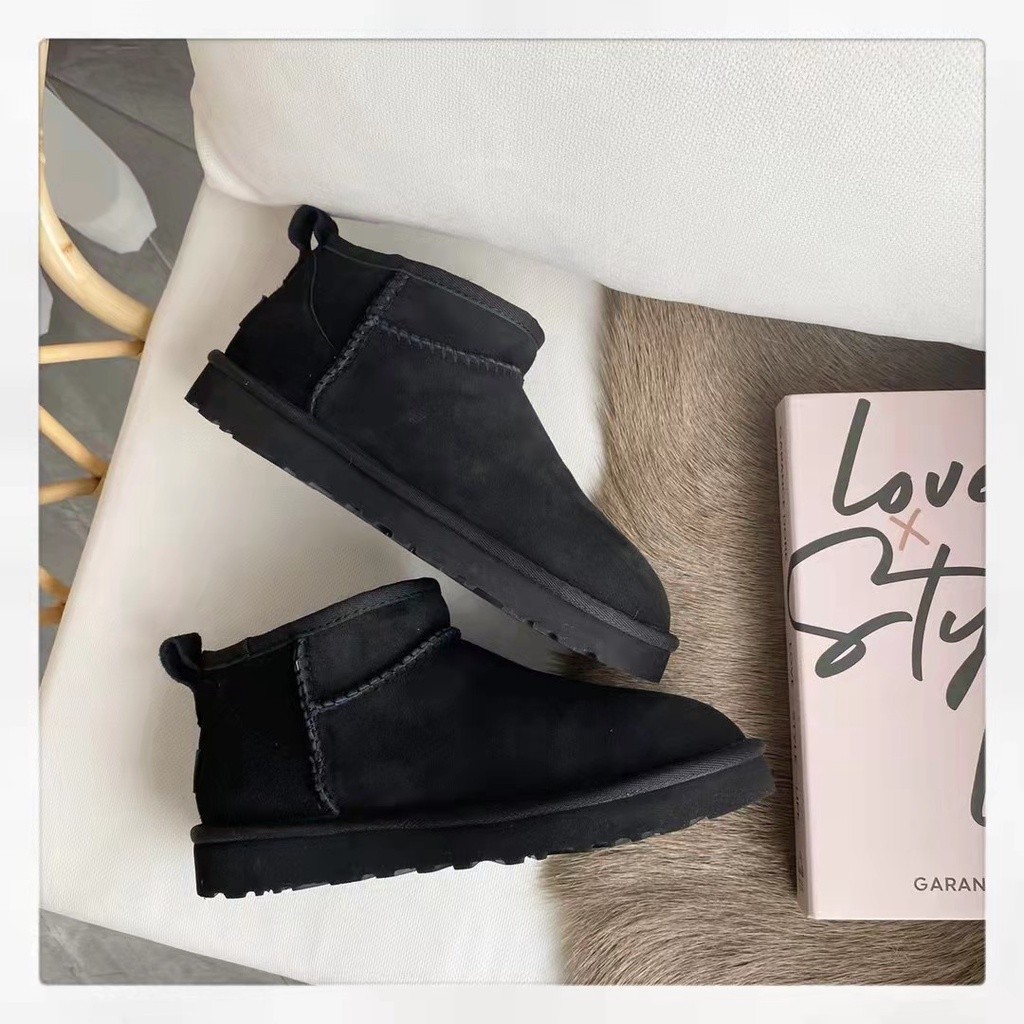 UGG รองเท้าบูทแฟชั่นกันลื่นกํามะหยี่หนังวัว