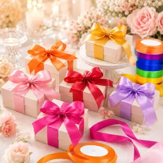 ริบบิ้นซาติน 2.5ซม. x 22ม. ริบบิ้นผ้า ทำโบว์ ห่อของขวัญ จัดช่อดอกไม้ DIY งานแต่ง พร้อมส่ง COD