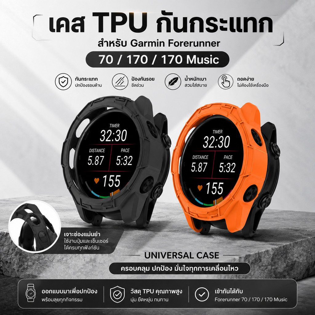 เคส Garmin Forerunner 70 170 170 Music TPU นิ่ม กันกระแทก ป้องกันรอย Full Cover น้ำหนักเบา ใส่สบาย