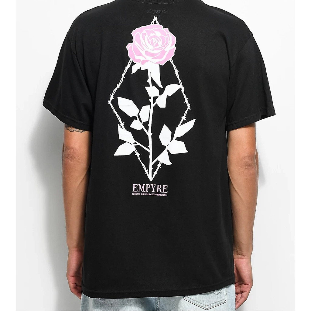 ใหม่ Empyre Mens Eden Flora Rose เสื้อยืดสีดําใหม่เอี่ยม