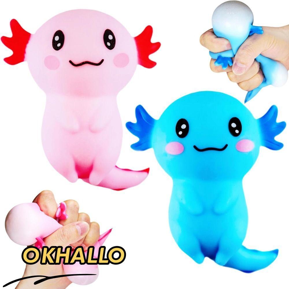 OKHALLO Squishy Stress Glitter, รูปร่างน่ารักบรรจุน้ําตาล Axolotl Squishy ของเล่น, เนื้อผ่อนคลาย Squ