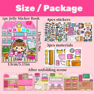 GeeToy สติกเกอร์เจลลี่การ์ตูนใช้ซ้ำได้ หนังสือบุซี่บุ๊คเรียนรู้พกพาได้ หนังสือกิจกรรมการศึกษา ของขวัญสำหรับเด็ก