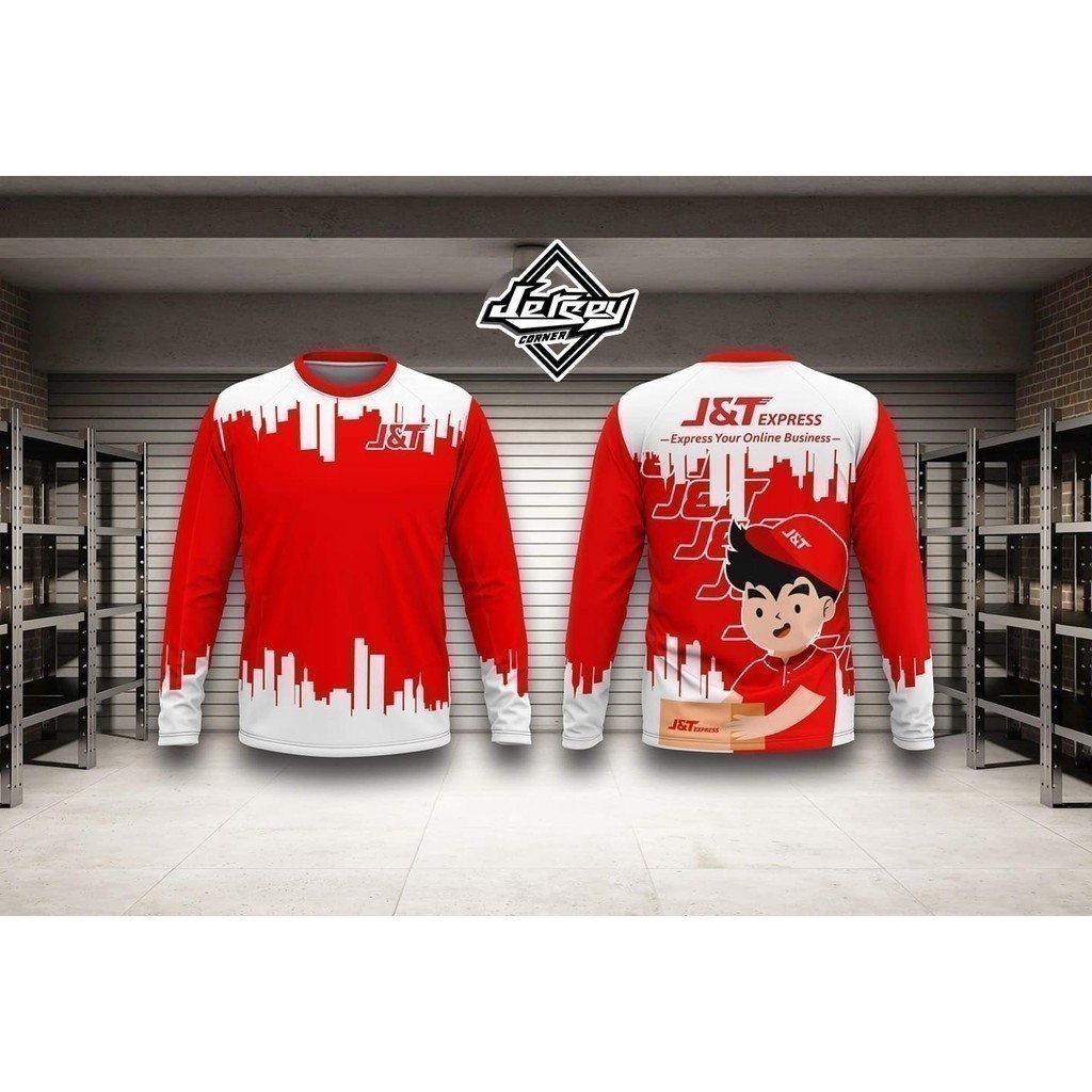 มุม j&t รถจักรยานยนต์ express jersey riders เต็มระเหิดแขนยาว 3d ขี่จักรยาน jersey ชุดกีฬาแขนยาวขนาด 