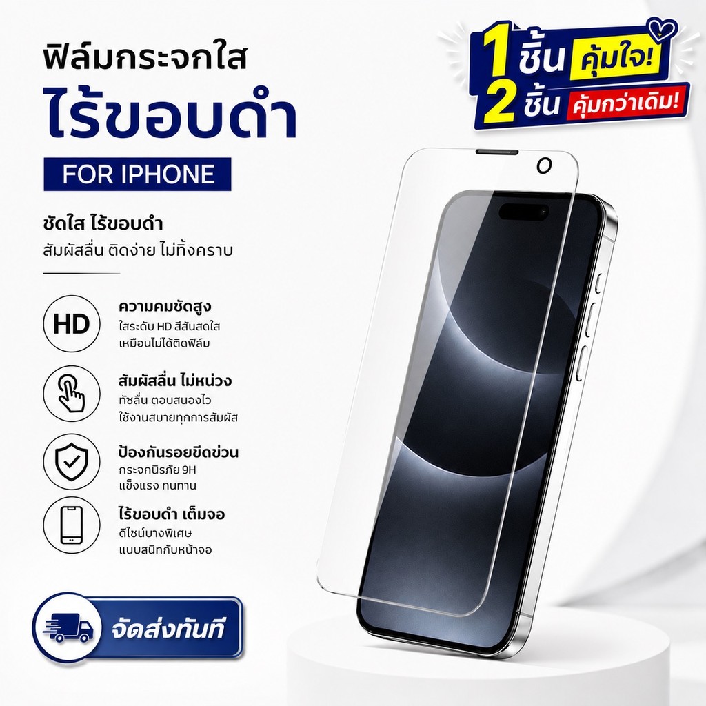 CX Shop (070) ฟิล์มกระจกกันมองข้างเต็มจอไร้ขอบ 3D PSLWE ความแข็ง 9H รองรับ iPhone XR ถึง 17Pro Max